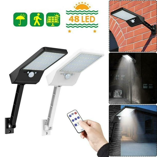 Solar 48/56 LED Street Wall Light PIR Motion Sensor Outdoor Garden Dimmable Lamp